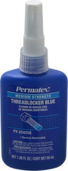 Permatex - 50 mL Bottle, Blue, Medium Strength Liquid Threadlocker - Series 242, 24 hr Full Cure Time, Hand Tool Removal - Exact Tooling