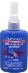 Permatex - 50 mL Bottle, Red, High Strength Liquid Threadlocker - Series 271, 24 hr Full Cure Time, Hand Tool, Heat Removal - Exact Tooling