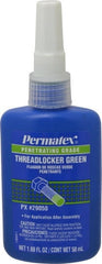 Permatex - 50 mL Bottle, Green, Liquid Medium Strength Threadlocker - Series 290, 24 hr Full Cure Time, Hand Tool, Heat Removal - Exact Tooling