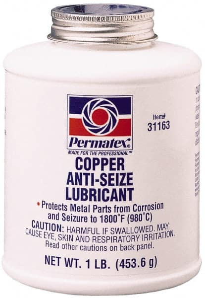 Permatex - 16 oz Bottle High Temperature Anti-Seize Lubricant - Copper, -30 to 1,800°F, Copper Colored, Water Resistant - Exact Tooling