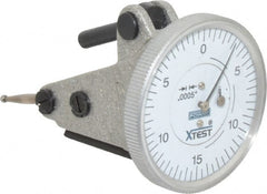 Fowler - 0.06 Inch Range, 0.0005 Inch Dial Graduation, Vertical Dial Test Indicator - 1-1/2 Inch White Dial, 0-15-0 Dial Reading - Exact Tooling