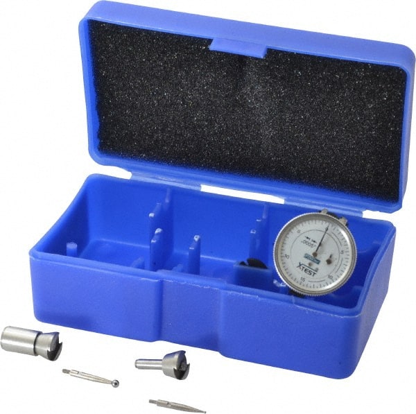 Fowler - 0.06 Inch Range, 0.0005 Inch Dial Graduation, Vertical Dial Test Indicator - 1 Inch White Dial, 0-15-0 Dial Reading - Exact Tooling