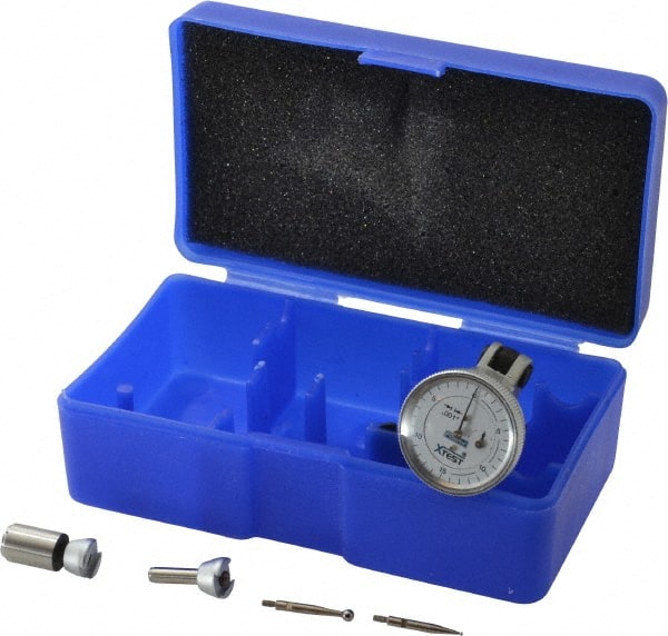 Fowler - 0.06 Inch Range, 0.001 Inch Dial Graduation, Vertical Dial Test Indicator - 1 Inch White Dial, 0-15-0 Dial Reading - Exact Tooling