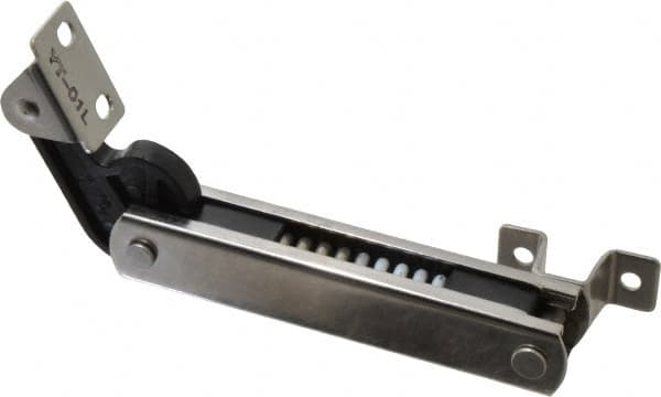 Sugatsune - 136mm OAL x 37mm Wide, 30 Lb Capacity, Spring Loaded Soft Down Lid Stay - Left Side, 4.7mm Mounting Hole Diam, 70° Max Opening, Polished 304 Stainless Steel & Polyacetal - Exact Tooling