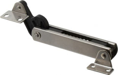 Sugatsune - 136mm OAL x 37mm Wide, 30 Lb Capacity, Spring Loaded Soft Down Lid Stay - Back Panel, 4.7mm Mounting Hole Diam, 70° Max Opening, Polished 304 Stainless Steel & Polyacetal - Exact Tooling