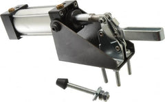 Gibraltar - 600 Lb Inner Hold Capacity, Vert Mount, Air Power Hold-Down Toggle Clamp - 1/8 NPT Port, 95° Bar Opening, 1.81" Height Under Bar - Exact Tooling
