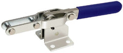Gibraltar - 450 Lb Capacity, Horizontal, U-Bar, Flanged Base, Stainless Steel Pull Action Latch Clamp - 4" Drawing Movement, 8.33" OAL, Straight Handle - Exact Tooling