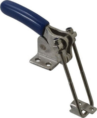 Gibraltar - 500 Lb Capacity, Vertical, U Hook, Flanged Base, Stainless Steel Pull Action Latch Clamp - 1.53" Drawing Movement, 3.35" OAL, Straight Handle - Exact Tooling
