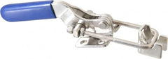 Gibraltar - 700 Lb Capacity, Horizontal, U Hook, Flanged Base, Stainless Steel Pull Action Latch Clamp - 1-3/4" Drawing Movement, 5.97" OAL, Whale Tail Handle - Exact Tooling