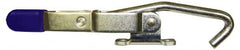 Gibraltar - 375 Lb Capacity, Horizontal, J Hook, Right Flanged Base, Stainless Steel Pull Action Latch Clamp - 4" Drawing Movement, 8.82" OAL, Thumb Handle - Exact Tooling