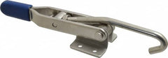 Gibraltar - 450 Lb Capacity, Horizontal, J Hook, Flanged Base, Stainless Steel Pull Action Latch Clamp - 4" Drawing Movement, 8.82" OAL, Straight Handle - Exact Tooling