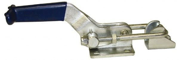 Gibraltar - 700 Lb Capacity, Horizontal, U Hook, Flanged Base, Carbon Steel Pull Action Latch Clamp - 1-3/4" Drawing Movement, 5.97" OAL, Straight Handle - Exact Tooling