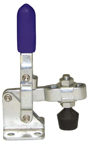 Gibraltar - 100 Lb Holding Capacity, Vertical Handle, Manual Hold Down Toggle Clamp - 60° Handle Movement, 110° Bar Opening, U-Bar, Flanged Base, Carbon Steel - Exact Tooling