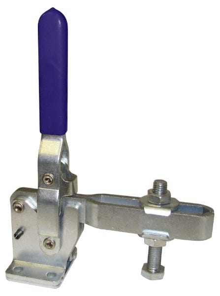 Gibraltar - 1,000 Lb Holding Capacity, Vertical Handle, Manual Hold Down Toggle Clamp - 75° Handle Movement, 136° Bar Opening, U-Bar, Flanged Base, Carbon Steel - Exact Tooling