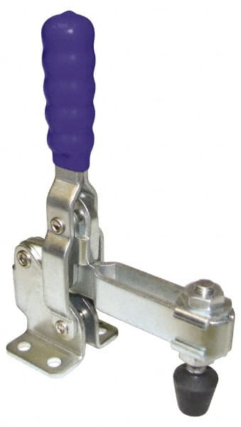 Gibraltar - 200 Lb Holding Capacity, Vertical Handle, Manual Hold Down Toggle Clamp - 64° Handle Movement, 104° Bar Opening, U-Bar, Flanged Base, Carbon Steel - Exact Tooling