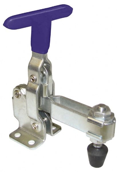 Gibraltar - 200 Lb Holding Capacity, Vertical Handle, Manual Hold Down Toggle Clamp - 64° Handle Movement, 104° Bar Opening, U-Bar, Flanged Base, Carbon Steel - Exact Tooling