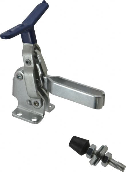 Gibraltar - 375 Lb Holding Capacity, Vertical Handle, Manual Hold Down Toggle Clamp - 62° Handle Movement, 115° Bar Opening, U-Bar, Flanged Base, Carbon Steel - Exact Tooling