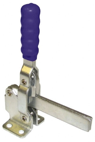 Gibraltar - 750 Lb Holding Capacity, Vertical Handle, Manual Hold Down Toggle Clamp - 58° Handle Movement, 106° Bar Opening, Solid Bar, Flanged Base, Carbon Steel - Exact Tooling
