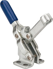 Gibraltar - 200 Lb Holding Capacity, Vertical Handle, Manual Hold Down Toggle Clamp - 64° Handle Movement, 104° Bar Opening, Solid Bar, Flanged Base, Carbon Steel - Exact Tooling