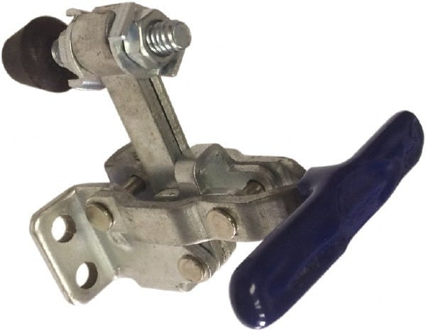 Gibraltar - 200 Lb Holding Capacity, Vertical Handle, Manual Hold Down Toggle Clamp - 64° Handle Movement, 104° Bar Opening, Solid Bar, Flanged Base, Carbon Steel - Exact Tooling
