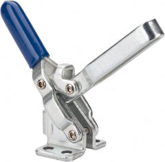 Gibraltar - 200 Lb Holding Capacity, Vertical Handle, Manual Hold Down Toggle Clamp - 65° Handle Movement, 105° Bar Opening, U-Bar, Flanged Base, Electro-Plated Zinc, Carbon Steel - Exact Tooling
