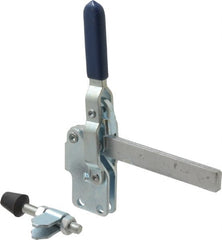 Gibraltar - 450 Lb Holding Capacity, Vertical Handle, Manual Hold Down Toggle Clamp - 57° Handle Movement, 99° Bar Opening, Solid Bar, Straight Base, Electro-Plated Zinc, Carbon Steel - Exact Tooling