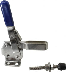 Gibraltar - 450 Lb Holding Capacity, Vertical Handle, Manual Hold Down Toggle Clamp - 57° Handle Movement, 99° Bar Opening, U-Bar, Flanged Base, Electro-Plated Zinc, Stainless Steel - Exact Tooling
