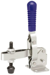 Gibraltar - 750 Lb Holding Capacity, Vertical Handle, Manual Hold Down Toggle Clamp - 58° Handle Movement, 106° Bar Opening, U-Bar, Flanged Base, Stainless Steel - Exact Tooling
