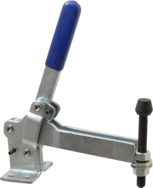 Gibraltar - 1,000 Lb Holding Capacity, Vertical Handle, Manual Hold Down Toggle Clamp - 180° Handle Movement, 115° Bar Opening, U-Bar, Flanged Base, Electro-Plated Zinc, Carbon Steel - Exact Tooling