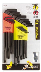 Bondhus - 22 Piece L-Key Handle Combo Hex Key Set - Hex Range 1/2 to 3/8" - Exact Tooling
