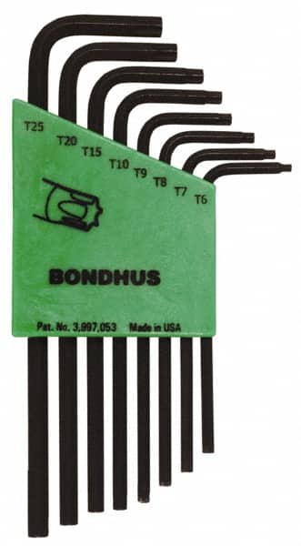 Bondhus - 8 Piece T6 to T25 L-Key Long Arm Torx Key Set - Exact Tooling