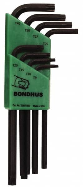 Bondhus - 8 Piece T9 to T40 L-Key Long Arm Torx Key Set - Exact Tooling