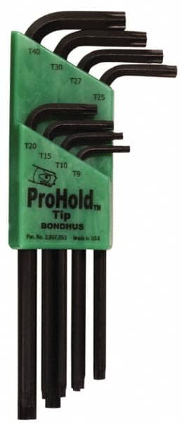 Bondhus - 8 Piece T9 to T40 L-Key Long Arm Torx Key Set - Exact Tooling