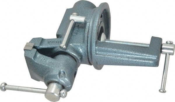 Wilton - 2-1/2" Jaw Width, 2-1/8" Opening Capacity, 1-3/4" Throat Depth, Steel Swivel Bench Vise - Clamp-On Base Attachment, 10.1" Long x 10.2" Wide x 5-2/5" High - Exact Tooling