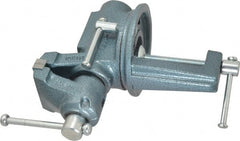 Wilton - 2-1/2" Jaw Width, 2-1/8" Opening Capacity, 1-3/4" Throat Depth, Steel Swivel Bench Vise - Clamp-On Base Attachment, 10.1" Long x 10.2" Wide x 5-2/5" High - Exact Tooling