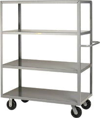 Little Giant - 3,600 Lb Capacity, 4 Shelf, Steel Shelf Truck - 53-1/2" Long x 30" Wide x 63-1/2" High, 6" Diam Phenolic Wheels - Exact Tooling