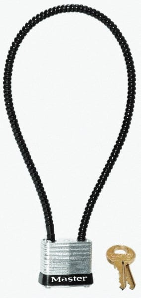 Master Lock - 7" Shackle Clearance, Keyed Different Padlock - 7/32" Shackle Diam, Steel - Exact Tooling