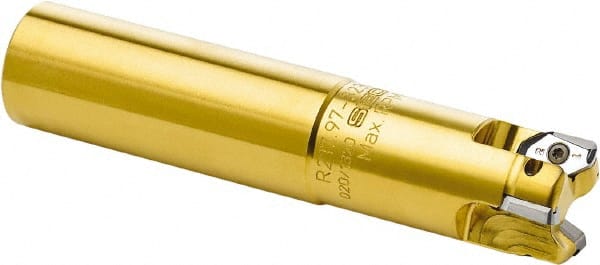 Seco - 32mm Cutting Diam, 32mm Shank Diam, 7.5mm Max Depth of Cut, Straight Shank Indexable Copy End Mill - 2 Inserts, XP.. 12 Insert, R217.97 Toolholder, Through Coolant - Exact Tooling