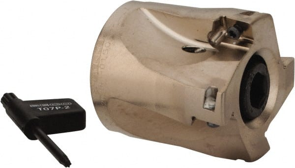 Seco - 4 Inserts, 1-1/2" Cut Diam, 3/4" Arbor Diam, 0.354" Max Depth of Cut, Indexable Square-Shoulder Face Mill - 0° Lead Angle, 1.575" High, XO.X 10T3.. Insert Compatibility, Through Coolant, Series Turbo 10 - Exact Tooling