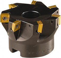 Seco - 7 Inserts, 63mm Cut Diam, 22mm Arbor Diam, 8mm Max Depth of Cut, Indexable Square-Shoulder Face Mill - 90° Lead Angle, 40mm High, SONX 09T3 Insert Compatibility, Series Mini Square - Exact Tooling
