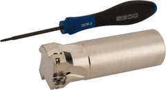 Seco - 1-1/2" Cut Diam, 0.354" Max Depth of Cut, 1-1/4" Shank Diam, 4" OAL, Indexable Square Shoulder End Mill - XO.X 10T3.. Inserts, Weldon Shank, 90° Lead Angle, Through Coolant, Series Turbo 10 - Exact Tooling