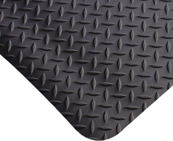 PRO-SAFE - 12' Long x 3' Wide, Dry Environment, Anti-Fatigue Matting - Black, Vinyl with Vinyl Sponge Base, Beveled on 4 Sides - Exact Tooling