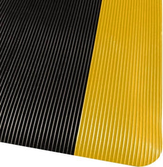 PRO-SAFE - 75' Long x 3' Wide, Dry Environment, Anti-Fatigue Matting - Black with Yellow Borders, Vinyl with Vinyl Sponge Base, Beveled on 4 Sides - Exact Tooling