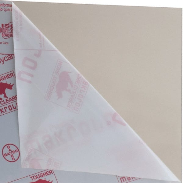 Made in USA - 3/16" Thick x 3' Wide x 4' Long, Polycarbonate Sheet - Gray, Rockwell R-118 Hardness, ±10% Tolerance - Exact Tooling