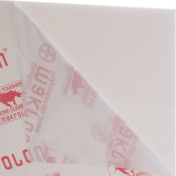 Made in USA - 1/4" Thick x 4' Wide x 51" Long, Polycarbonate Sheet - White, Rockwell R-118 Hardness, ±10% Tolerance - Exact Tooling