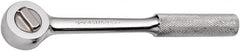 SK - 3/8" Drive Round Head Ratchet - Full Polish Chrome Finish, 7-3/4" OAL, 60 Gear Teeth, Full Polished Knurled Handle, Reversible Head - Exact Tooling