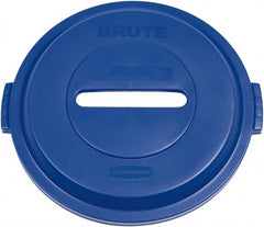 Rubbermaid - Round Lid for Use with 32 Gal Round Recycle Containers - Blue, Plastic, For 2632 Brute Trash Cans - Exact Tooling