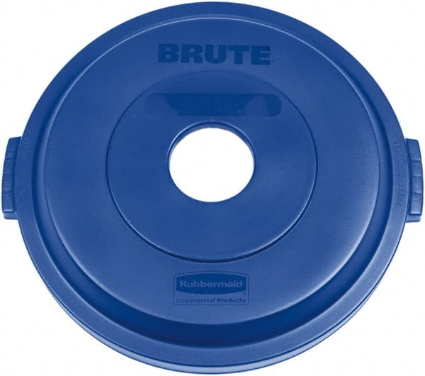 Rubbermaid - Round Lid for Use with 32 Gal Round Recycle Containers - Blue, Plastic, For 2632 Brute Trash Cans - Exact Tooling