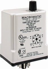 Macromatic - 8 Pin, Multiple Range DPDT Time Delay Relay - 10 Contact Amp, 24 VAC/VDC, Knob - Exact Tooling