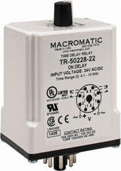 Macromatic - 8 Pin, 10 min Delay, Multiple Range DPDT Time Delay Relay - 10 Contact Amp, 24 VAC/VDC, Knob - Exact Tooling